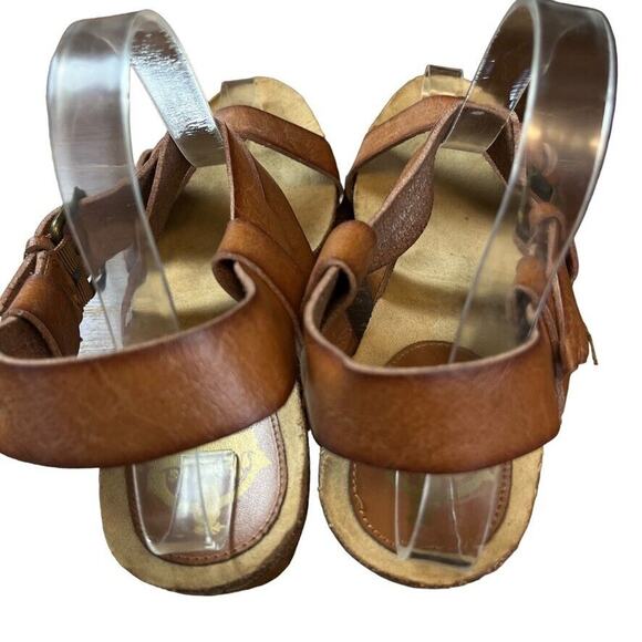 Crown Vintage Womens Stacked Wedge Strappy Sandals Brown Open Toe sz 9.5 - Picture 10 of 16